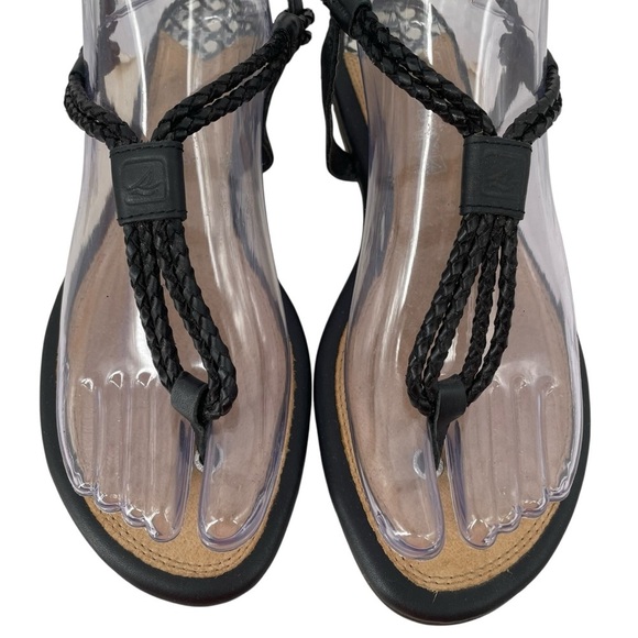 Sperry Lacie Black Braided Rope Thong Slingback Classic Everyday Beach Sandal 8 - Picture 3 of 13